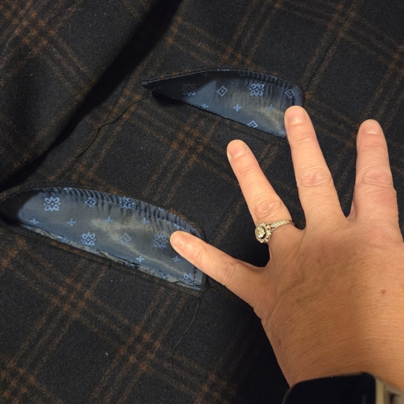 Enzo Tovare Wool Car Coat Men's 54 L Blue Orange Plaid Lined Insulated Jacket - Picture 12 of 15